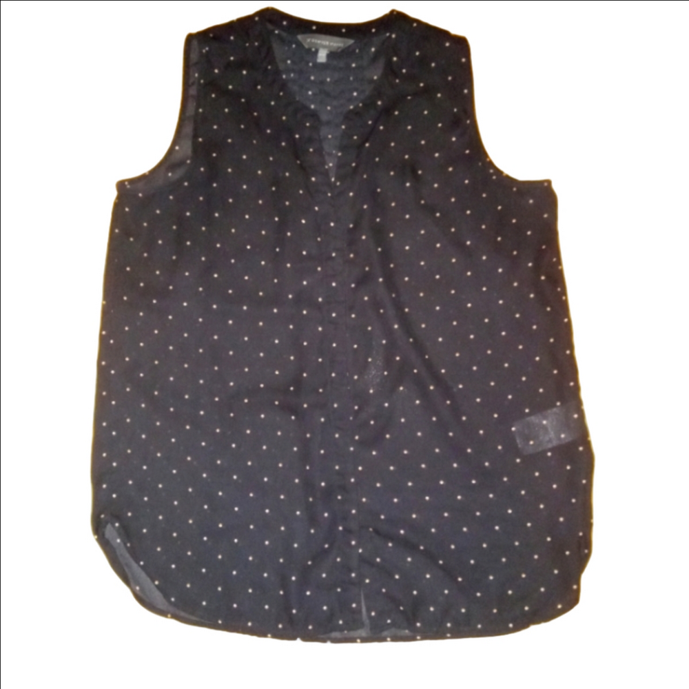 #23. Black Polka Dot Sleeveless Top PTP 18.5"